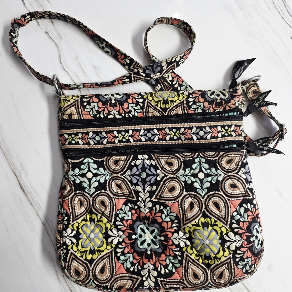 Vera Bradley Black Multicolor Retired Sierra Crossbody Bag